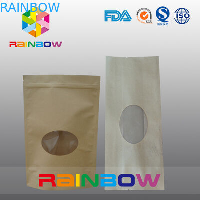 Sacs à thé de papier de Doypack Papier d'emballage Brown empaquetant avec la fenêtre ovale avant