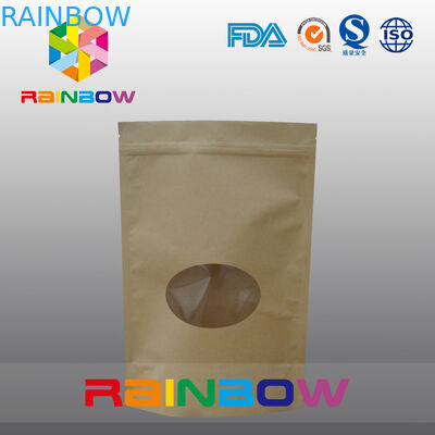 Sacs à thé de papier de Doypack Papier d'emballage Brown empaquetant avec la fenêtre ovale avant