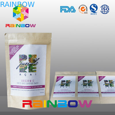 Le logo a imprimé le sac de papier de Krafter de graines de Chia/l'emballage alimentaire zip-lock casse-croûte d'écrou