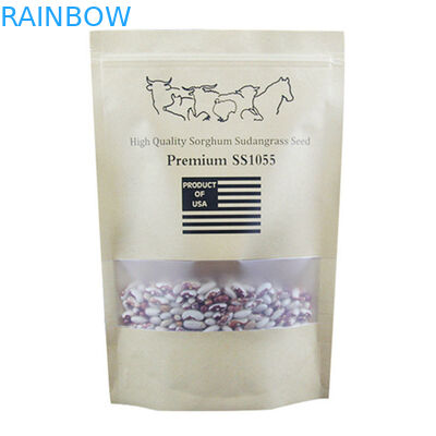 Fenêtre imprimée rescellable de sacs en papier de Papier d'emballage imprimée par coutume pour des graines d'usine