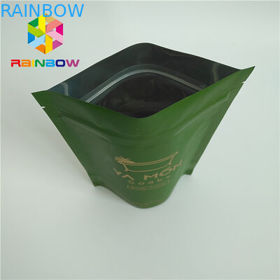 Le sac blanc rayé d'emballage de thé vert de Matt de papier d'aluminium avec la tirette conçoivent en fonction du client