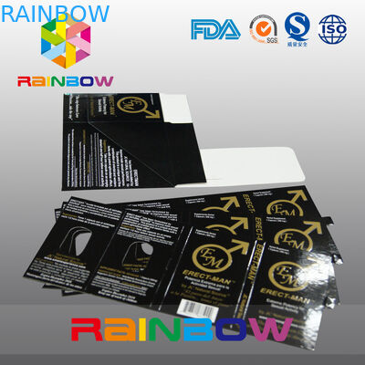 Boîte de papier de empaquetage de pilule de sexe de l'effet 100% ERECT-MEN avec la conception adaptée aux besoins du client par carte