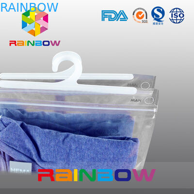 Sac d'emballage de l'habillement de l'homme avec le sac clair d'emballage de tirette et de cintre