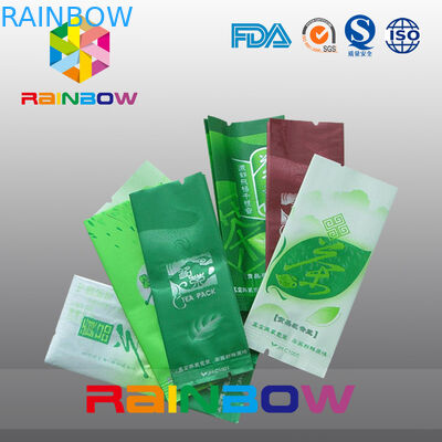 Sacs à thé latéraux de gousset empaquetant le papier d'aluminium de vert central arrière de cachetage thermoscellable