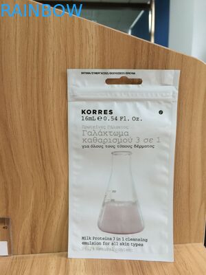 Sac cosmétique d'emballage du joint trois d'avant latéral d'espace libre, poche zip-lock de poudre de perle