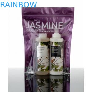 Sac cosmétique en plastique d'emballage d'affichage avant transparent avec la tirette