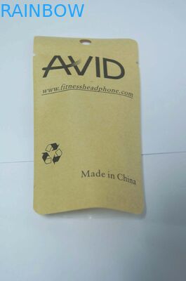 Poche avant transparente de soudure à chaud de sac d'emballage de papier de Brown emballage avec le petit trou rond de coup