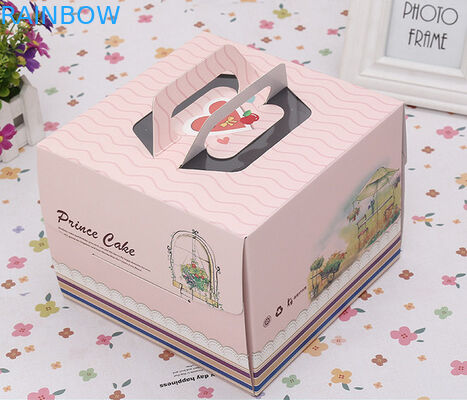 Emballage carré bleu rose/boîte-cadeau de boîte de papier de gâteau d'anniversaire adaptée aux besoins du client