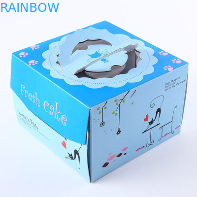 Emballage carré bleu rose/boîte-cadeau de boîte de papier de gâteau d'anniversaire adaptée aux besoins du client