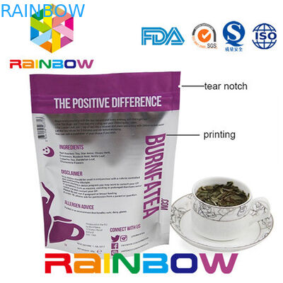 Poche zip-lock en plastique Gusseted latérale de papier d'aluminium de sac d'emballage de thé de papier d'emballage de paquet de Doy