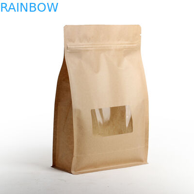 Sacs à thé stratifiés étanches à l'humidité de fond plat empaquetant avec la tirette et la fenêtre