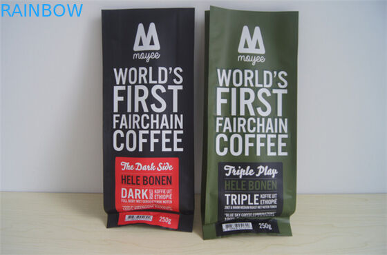 Sacs de café latéraux adaptés aux besoins du client de papier d'aluminium de gousset avec la valve, vert rouge