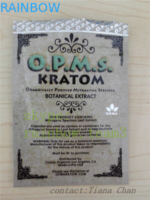 Poudre zip-lock de kratom d'opms de papier d'aluminium de l'or 3ct d'emballage de fines herbes d'encens