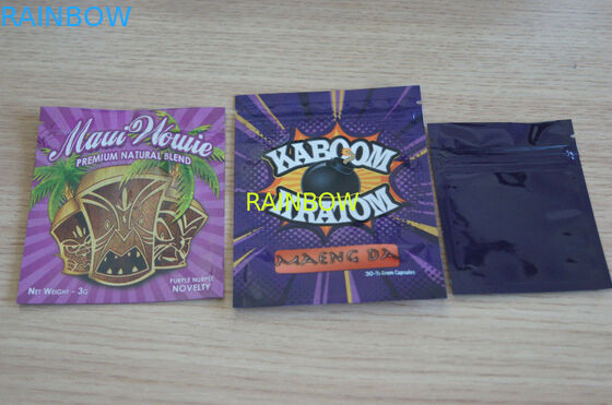 Sac latéral de tirette de joint du sac trois de fines herbes d'encens/sac de fines herbes fait sur commande d'encens pour le sac de sachet de 1g /2g /3g/4g/5g pour la poudre