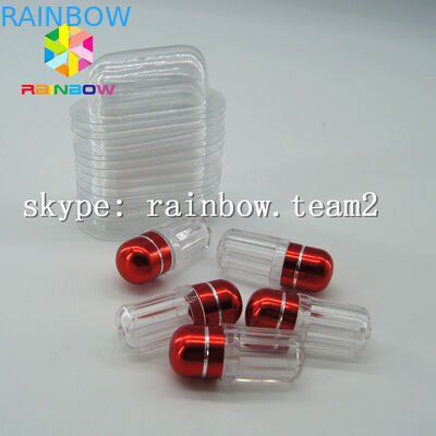 Bouteille en plastique de médecine de capsule claire, conteneur de pilule de sexe avec le chapeau d'or de papier d'aluminium