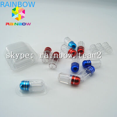 Bouteille en plastique de médecine de capsule claire, conteneur de pilule de sexe avec le chapeau d'or de papier d'aluminium