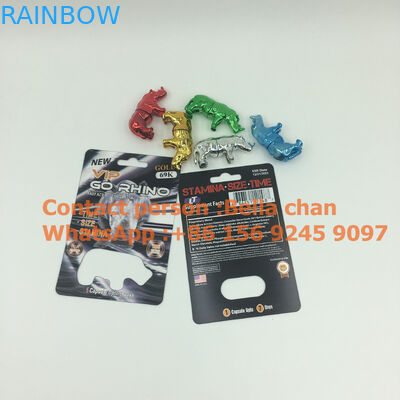 Des jouets de rhinocéros de pilule Shinny d'argent/or sexe pour l'emballage de rhinocéros Go, bouteilles de forme de rhinocéros en métal