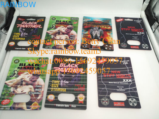 emballage de boursouflure masculin de carte de papier/3D de pilule de l'amélioration 35000 du platine 5000/rhinocéros 69 du rhinocéros 7 boîte