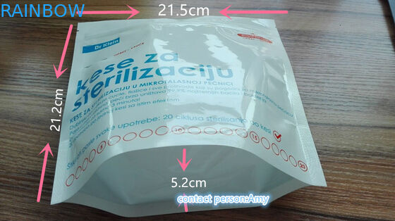 Tenez la poche en plastique de stérilisateur de micro-onde de tirette approuvée par le FDA de sac de cornue de stérilisateur de vapeur de micro-onde