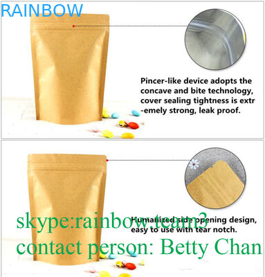 Sacs en papier de Brown Papier d'emballage de promotions avec la fenêtre/sacs à thé thermoscellables de Doypack