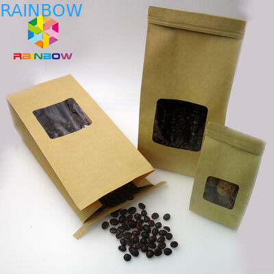La coutume a imprimé le papier d'emballage rayé par aluminium tiennent le sac de poche avec la fenêtre claire pour le grain de café