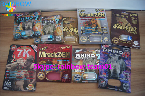 Boîte de papier de GV empaquetant la bouteille de pilule en plastique claire de sexe, service des douanes fourni