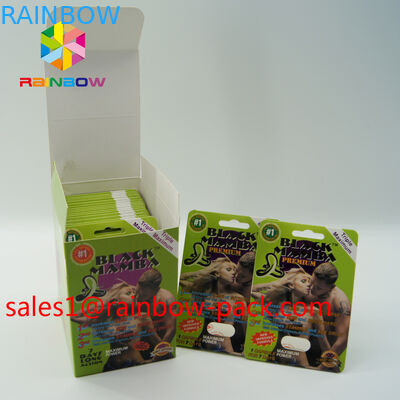 les pilules chaudes de sexe de la mamba noire 3D cards3d de carte d'impression de la vente 3D empaquetant la pilule de sexe de la carte de papier 3D cardent des boîtes de pilule d'amélioration