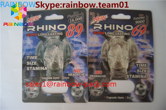 papier chaud Ca de boursouflure de rhinocéros de carte d'impression de /3D de carte de la carte 3D d'emballage de pilule de sexe d'effet de la mamba noire 3D de carte d'impression de la vente 3D