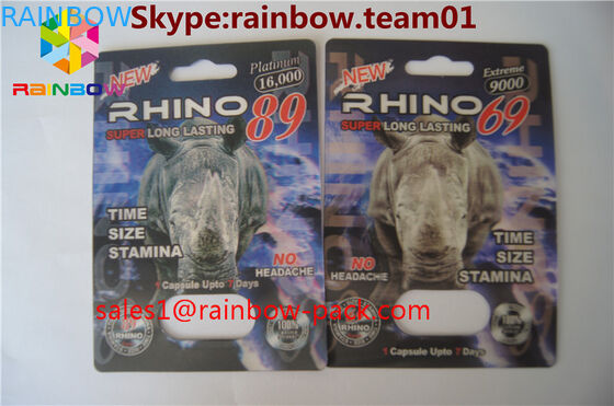 papier chaud Ca de boursouflure de rhinocéros de carte d'impression de /3D de carte de la carte 3D d'emballage de pilule de sexe d'effet de la mamba noire 3D de carte d'impression de la vente 3D