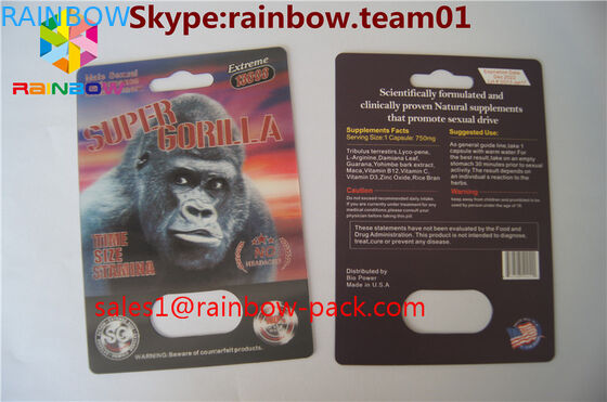 papier chaud Ca de boursouflure de rhinocéros de carte d'impression de /3D de carte de la carte 3D d'emballage de pilule de sexe d'effet de la mamba noire 3D de carte d'impression de la vente 3D