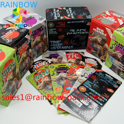 papier chaud Ca de boursouflure de rhinocéros de carte d'impression de /3D de carte de la carte 3D d'emballage de pilule de sexe d'effet de la mamba noire 3D de carte d'impression de la vente 3D