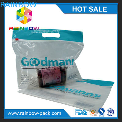 le sac zip-lock d'emballage alimentaire zip-lock de glisseur en plastique réutilisable fait sur commande de sacs avec le logo tiennent l'avant clair de sac
