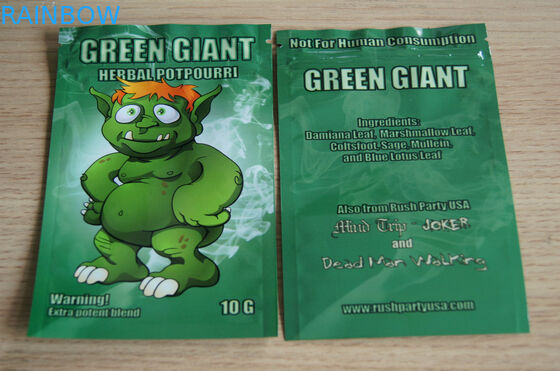 L'extrait botanique épice des sacs d'emballage, sachets en plastique de fines herbes de serrure de fermeture éclair d'encens de Klimax