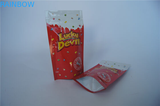 Les sacs en plastique adaptés aux besoins du client d'aluminium rescellables tiennent le sac gommeux zip-lock de poche gommeuse/papier d'aluminium