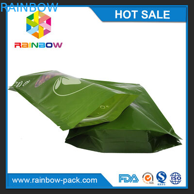 Les sacs à thé verts empaquetant Mylar imprimé tiennent le sac zip-lock avec la fenêtre claire