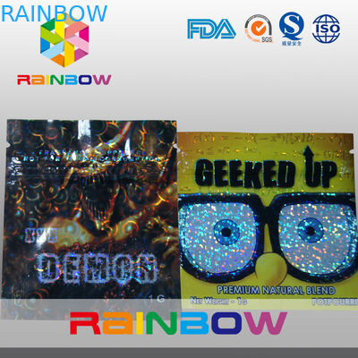 Mini sacs zip-lock stratifiés d'encens de fines herbes matériel de singe avec des entailles de larme