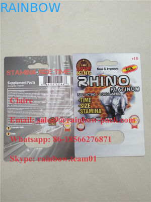 Le plus nouveau 3D a imprimé le rhinocéros en plastique 25/de carte de pli de pilule masculine d'amélioration emballage de boursouflure fol du rhinocéros 50k