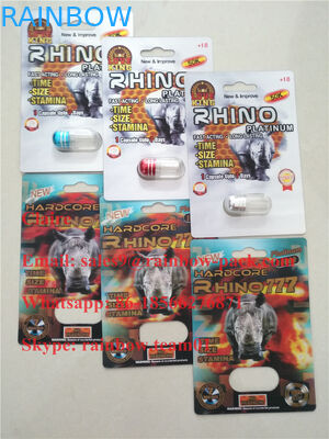 Le plus nouveau 3D a imprimé le rhinocéros en plastique 25/de carte de pli de pilule masculine d'amélioration emballage de boursouflure fol du rhinocéros 50k