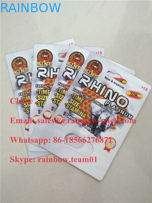 Emballage mieux évalué de la pilule 3d de sexe de rhinocéros/carte masculine d'emballage de boursouflure carte/3d d'emballage de pilule d'amélioration