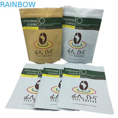 L'aluminium mat de finition a rayé tiennent le sac de café du sac 500g d'emballage de tirette