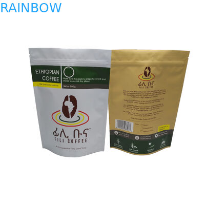 L'aluminium mat de finition a rayé tiennent le sac de café du sac 500g d'emballage de tirette