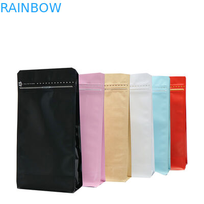 sac de café stratifié rescellable de conditionnement en plastique de nourriture de fond plat de bloc de papier d'aluminium 500g 1kg avec la valve