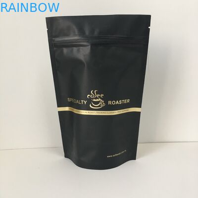 Sachets en matière plastique rayés de papier d'aluminium de logo d'or de marque de distributeur empaquetant le sac avec la valve