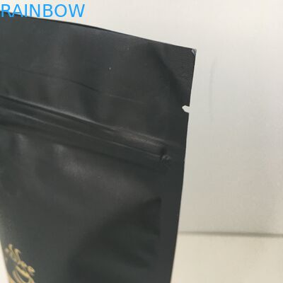 Sachets en matière plastique rayés de papier d'aluminium de logo d'or de marque de distributeur empaquetant le sac avec la valve