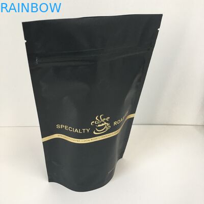 Sachets en matière plastique rayés de papier d'aluminium de logo d'or de marque de distributeur empaquetant le sac avec la valve