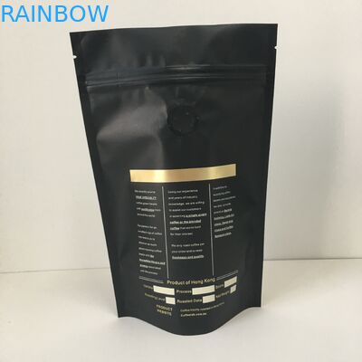 Sachets en matière plastique rayés de papier d'aluminium de logo d'or de marque de distributeur empaquetant le sac avec la valve