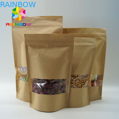 Fenêtre ovale de sacs en papier de Papier d'emballage de taille de Costomized pour la nourriture/produits à base de viande secs/mer