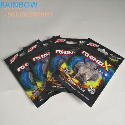 Les sachets en matière plastique de trou de coup empaquetant la pilule zip-lock met en sac le sac en plastique d'aluminium de tirette avec l'impression de logo