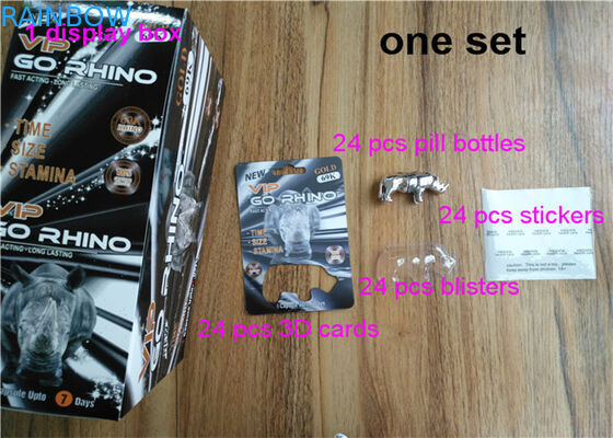 le rhinocéros fou du rhinocéros 69 de l'effet 3D 7 pilules de sexe de capsule cardent les boîtes d'emballage de pilule d'amélioration et les cartes masculines de la boursouflure 3d/boîte