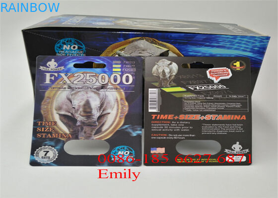 Carte de boursouflure de papier enduit empaquetant la stratification brillante pour les pilules sexuelles d'amélioration